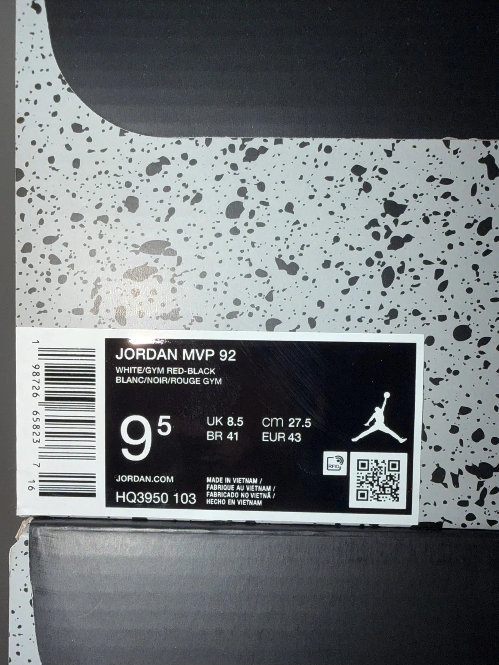 Air Jordan MVP 92 White Gym Red HQ3950-103 Men’s Size 9.5